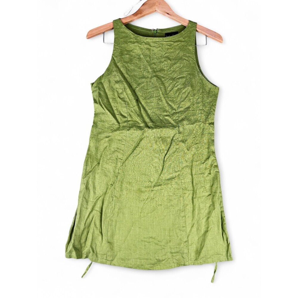 Bamboo Blonde Linen Mini Dress Sz 8‎ Green